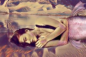 abstract image of a mermaid by the ocean