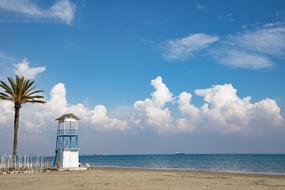 lifeguard booth on the beach in Larnaca, Cyprus