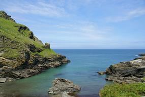 panorama of the sea coast in Tintagel, England