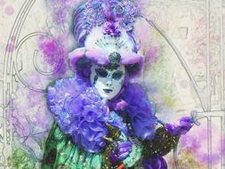 purple carnival costume and hat in Venice, Italy