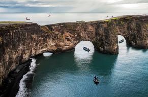 panoramic view of sea coastal cliffs on a cloudy day