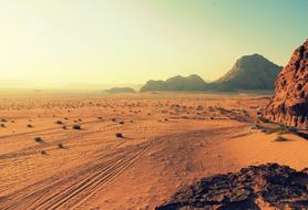 rocks in the desert in the evening