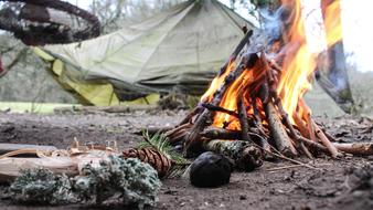 Fire in Camping close-up