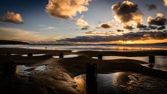 Sunrise over rocky Coast, uk, england, yorkshire