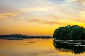 Water lake at sunset Sky Landscape