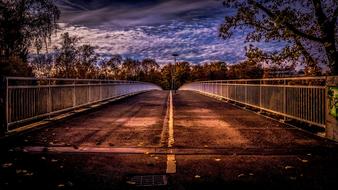 Bridge Park in Munich at sunset