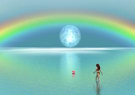 rainbow sea beachball sky ocean