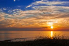 golden sunset over the North Sea in Holland