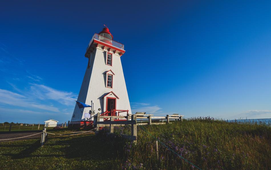 view from the coast to the lighthouse on a clear day
