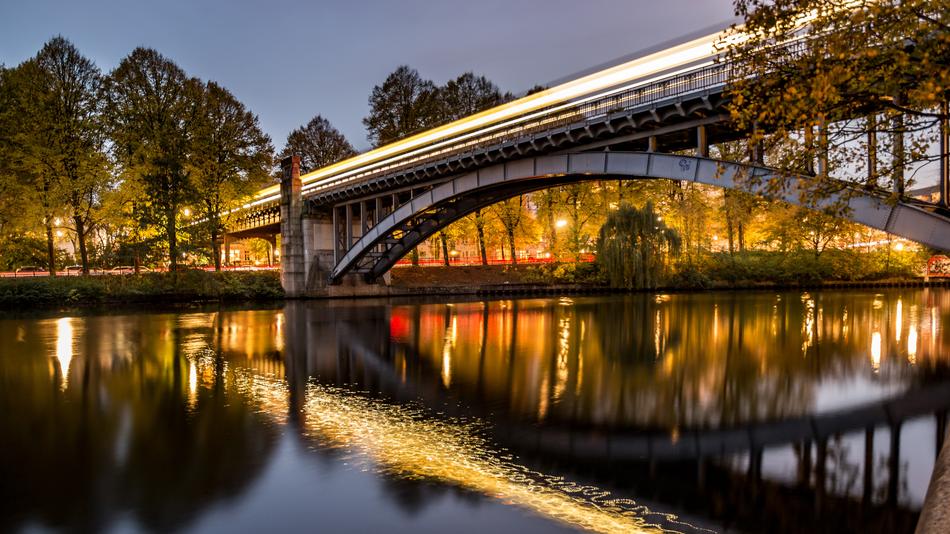 Bridge Alster Channels at evening