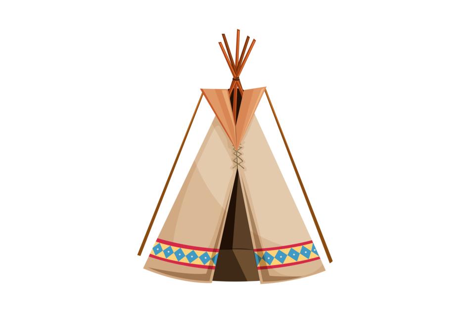 Beautiful and colorful Tepee, at white background, clipart