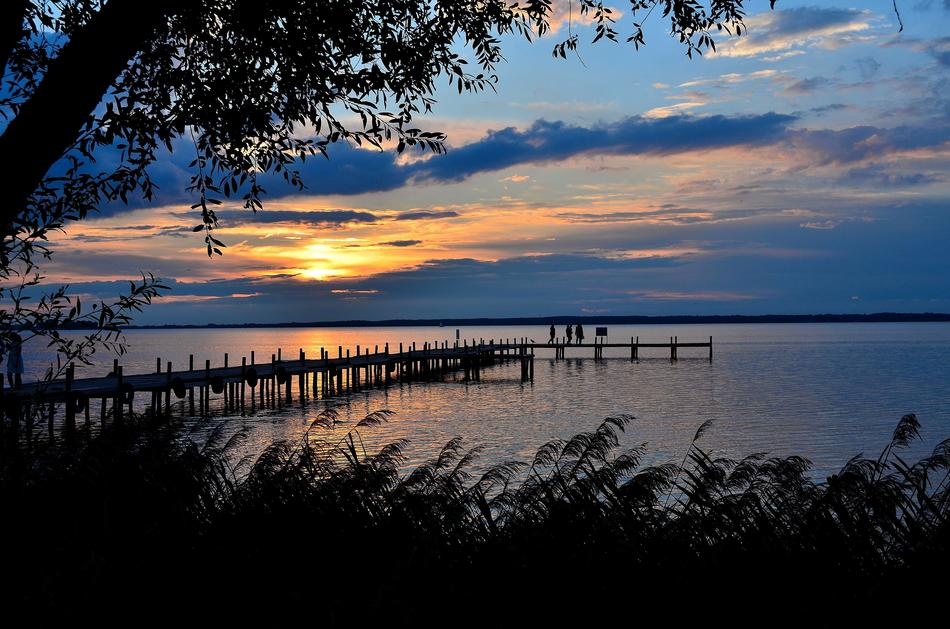 Blue twilight over the lake in Steinhude