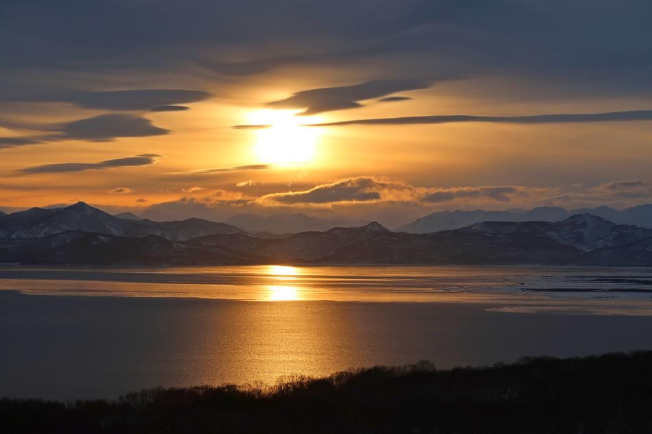 sunset over Avacha Bay Sea