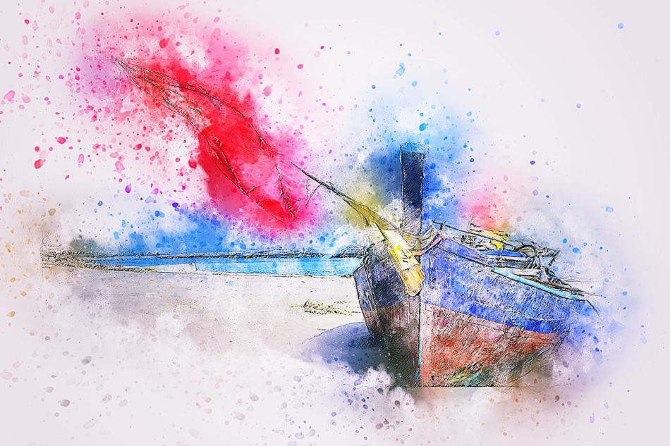 boat sea ship art abstract drawing