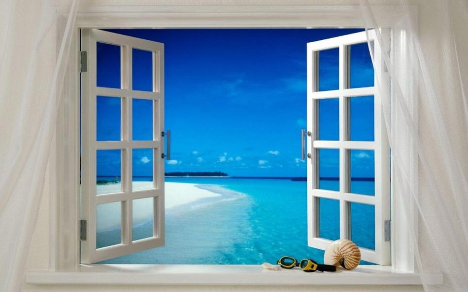 seascape outside the open window