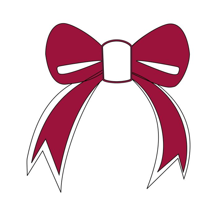 Red and white bow, at white background, clipart