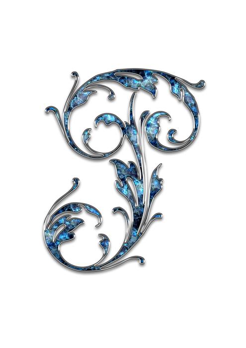 Beautiful and colorful, floral drawing of the letter 'p' at white background
