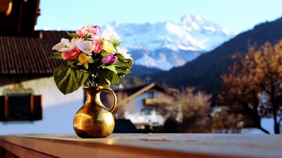 Flowers Mountains on Vase