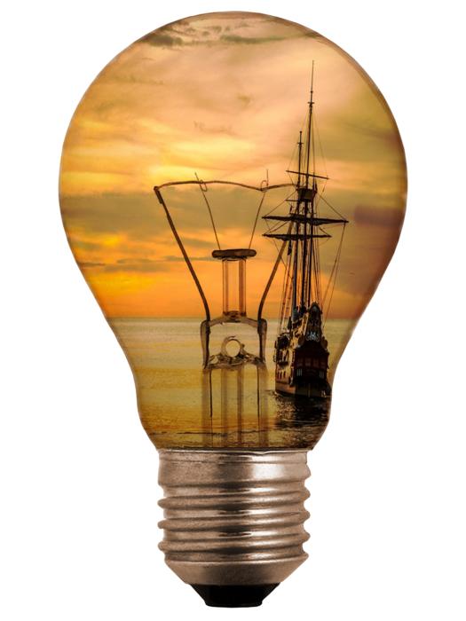 light bulb ship sea