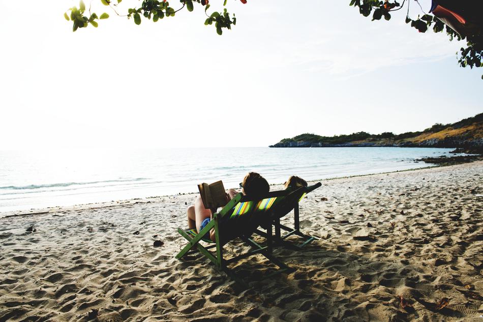 woman Reading on Shore