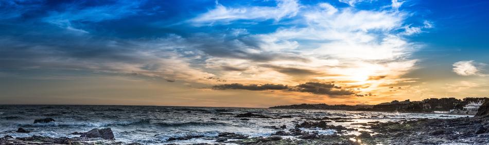 orange sky over the sea in Andalusia, Spain