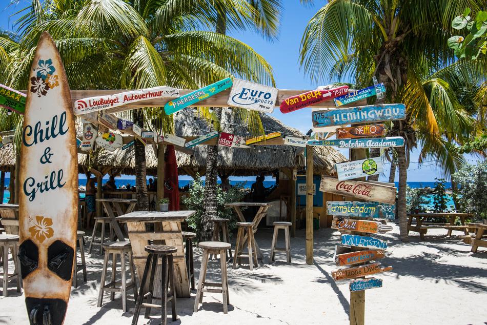 tropical beach at willemstad, Curacao