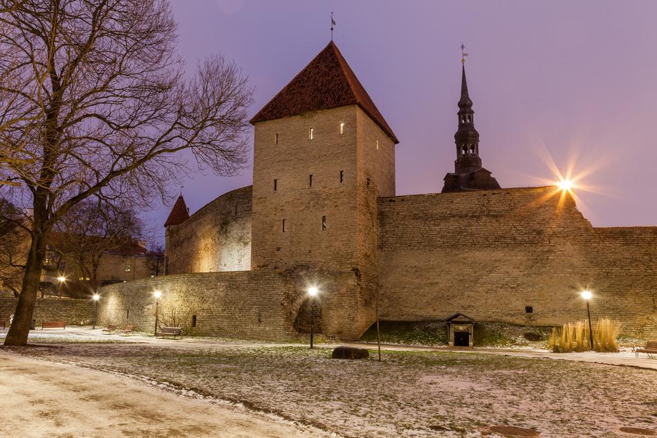 castle against the background of the evening sky in Tallinn, Estonia