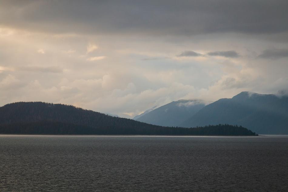 scenic mountains at sea, Usa, Alaska