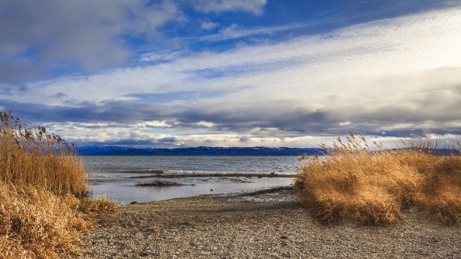 dramatic sky over lake constance
