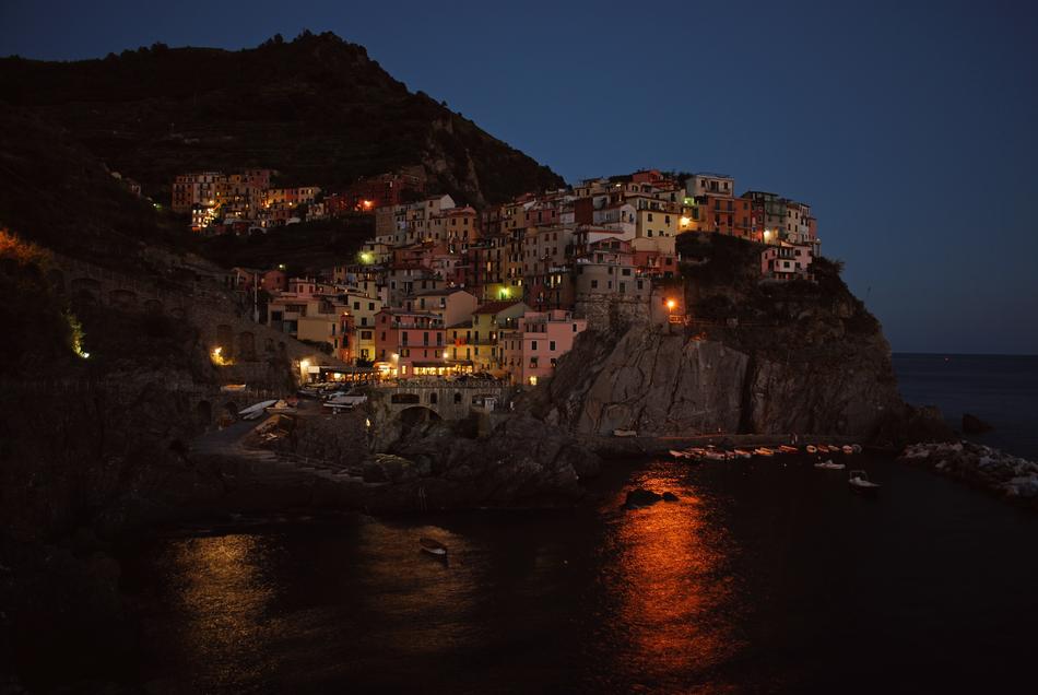 Seaside Scenery Cinque Terre At Night