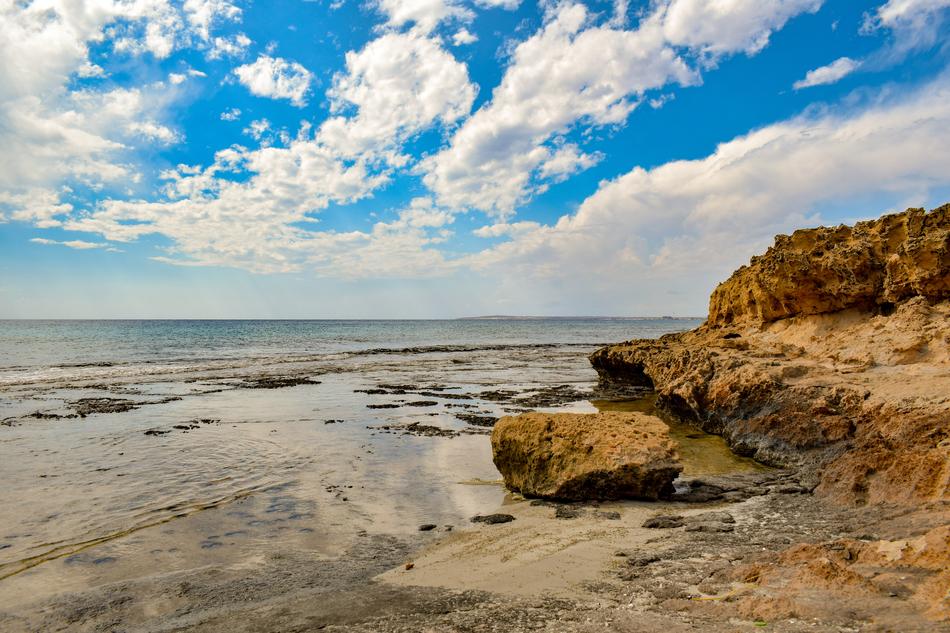 rocky coast near the sea in autumn