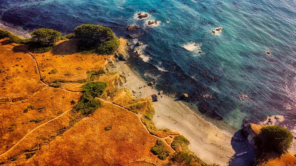 aerial photography of the california coastline
