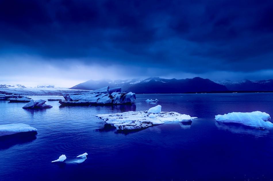 Blue Sunset In Iceland