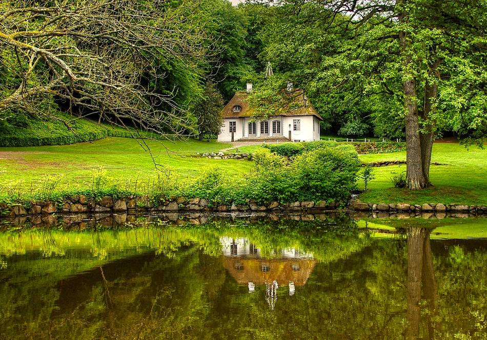 Liselund park at summer, denmark, MÃ³n island, Borre