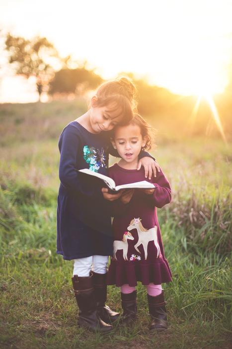 children couple at sunlight