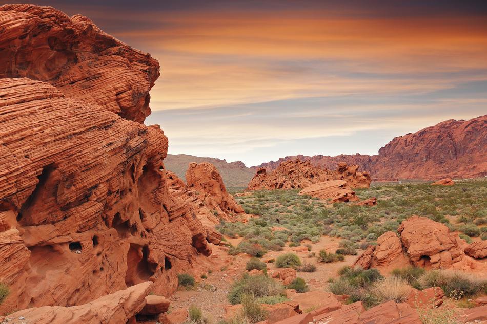 Hiking on Red Rocks in Valley Of Fire