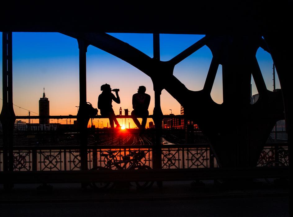 Silhouette Human on bridge