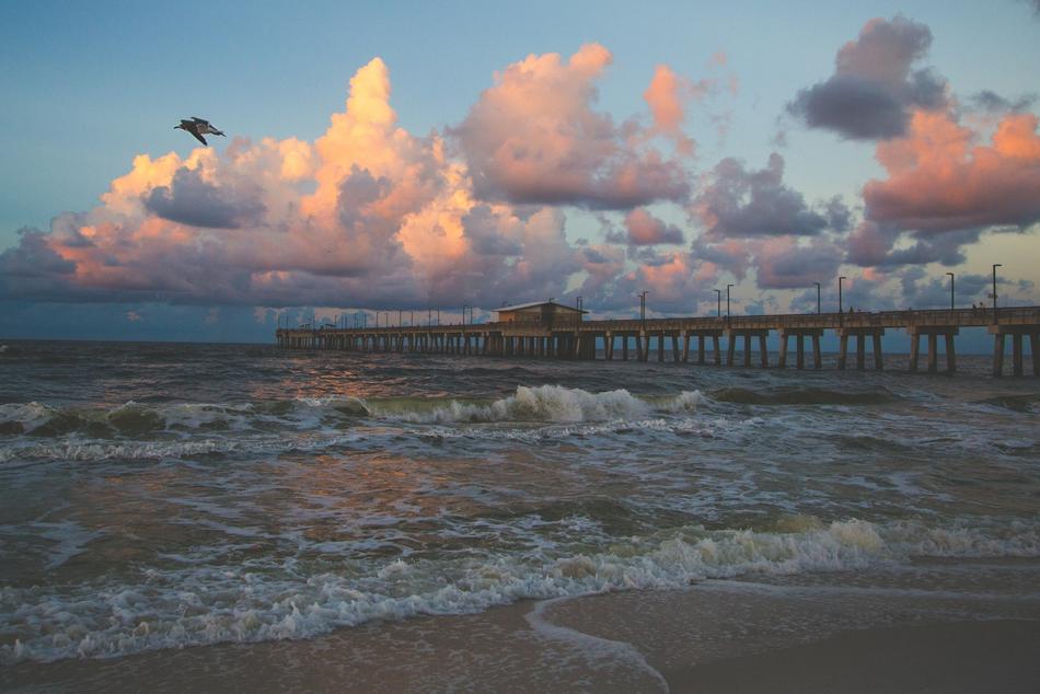 pier at sea at high tide