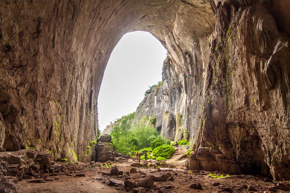 climbers in a cave in Bulgaria