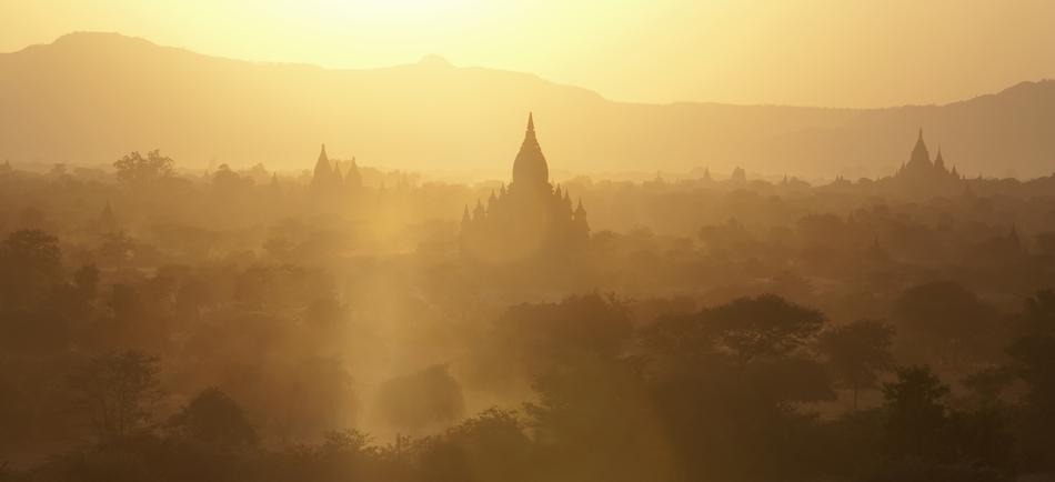gold Bagan Myanmar Sunset