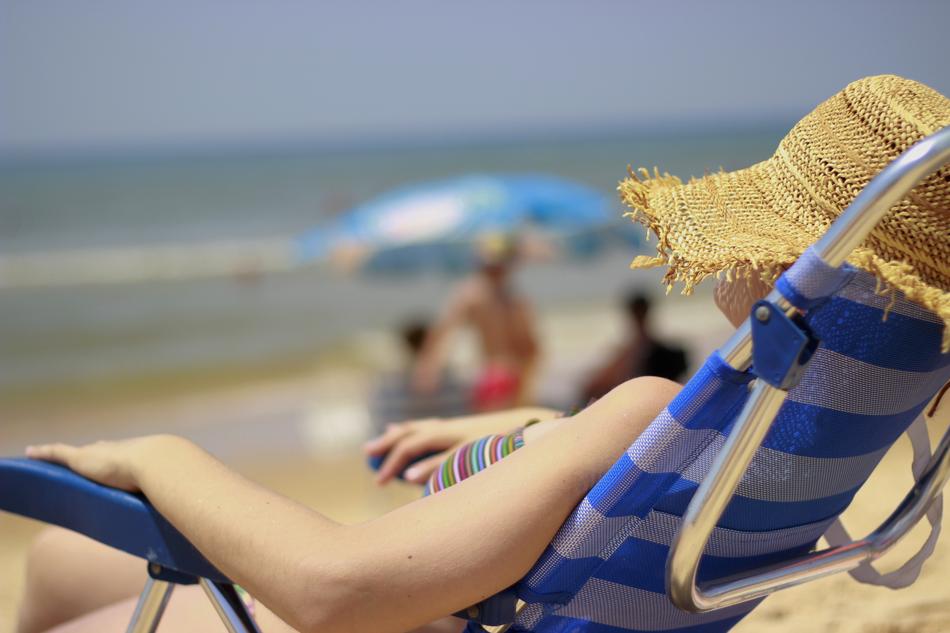 relaxation on the beach in a blurred background