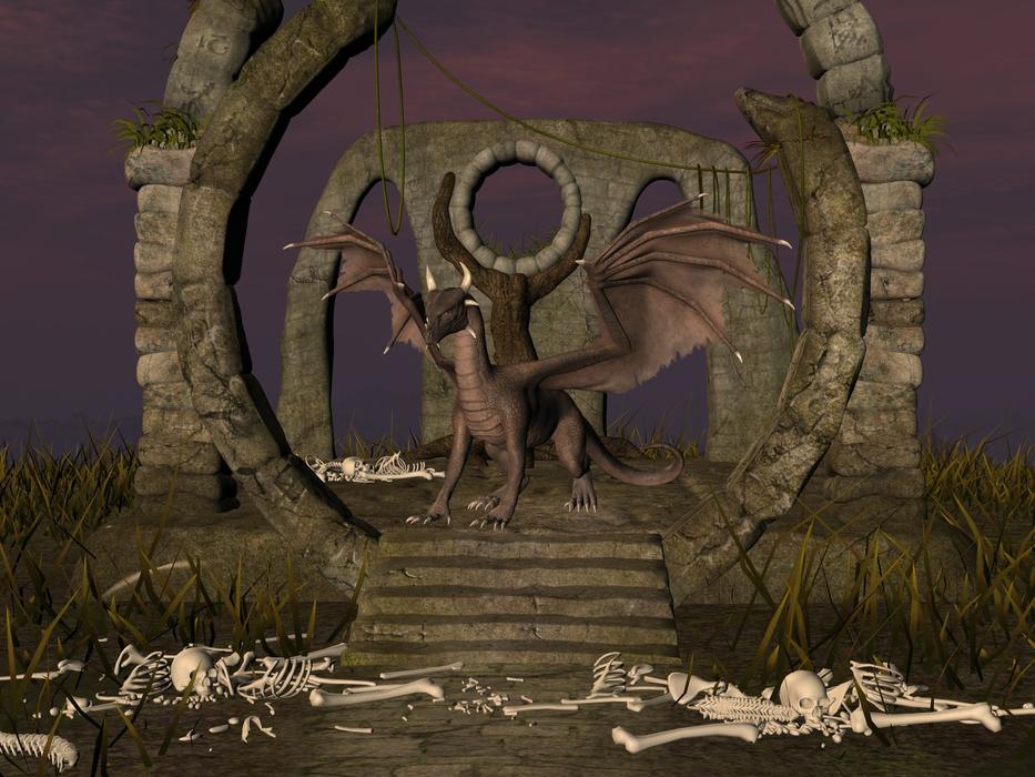 dragon on the stairs near the sculpture