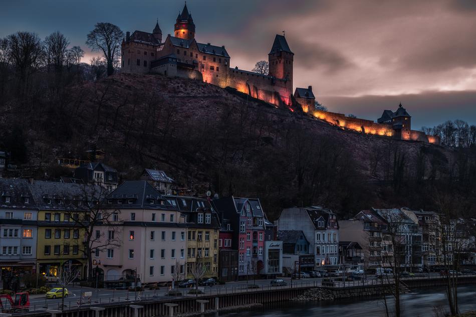 night illumination of the castle in altena, Germany