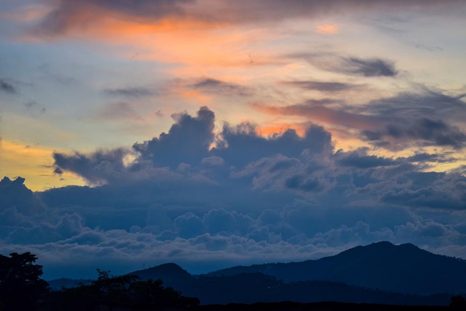 clouds over the mountains of venezuela at dusk