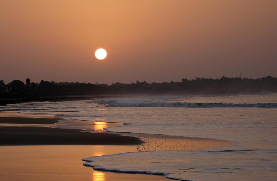 sunset over diu island in india