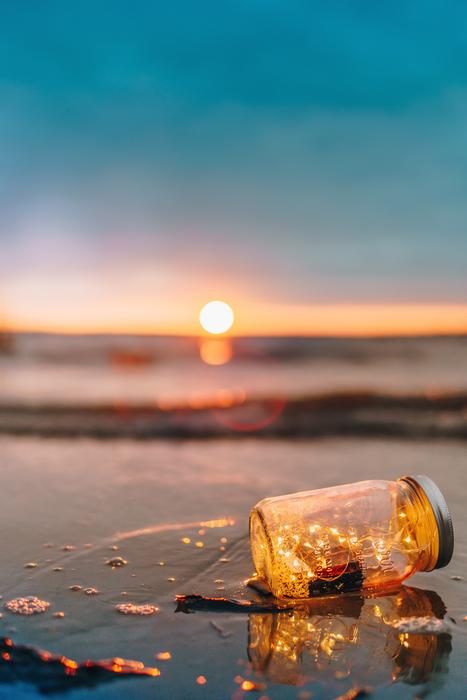 Glass Jar String at beach