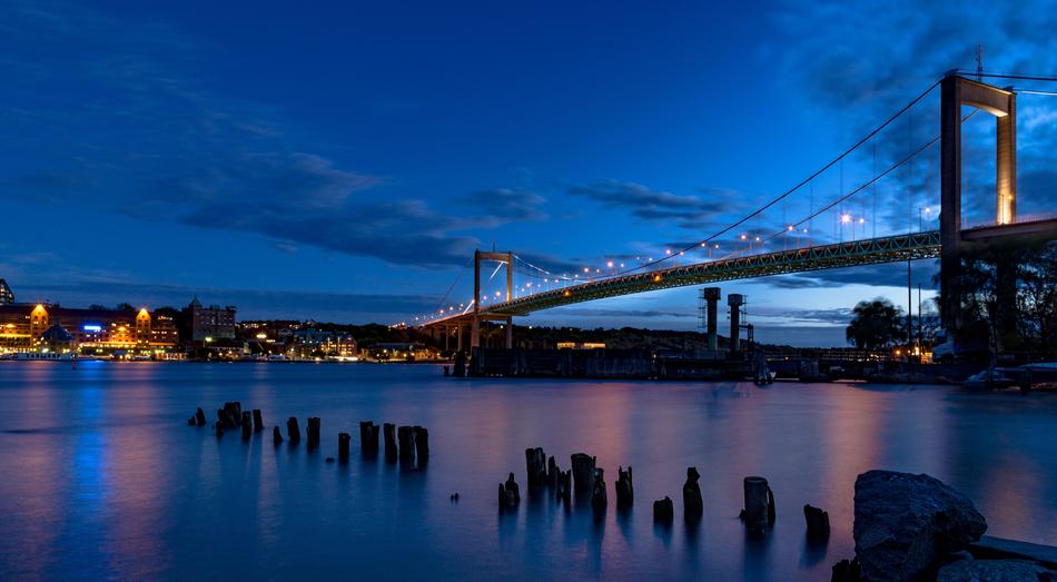 Beautiful landscape of the Ãlvsborgsbron in Gothenburg, Sweden, at colorful and beautiful sunset
