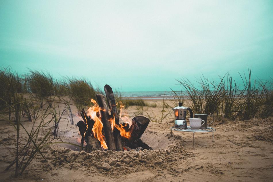 Fire Flame on beach