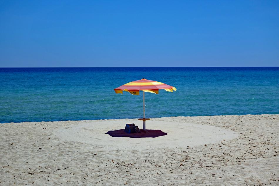 parasol on the coast of sardinia
