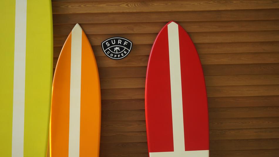 Sulffing boards on beach
